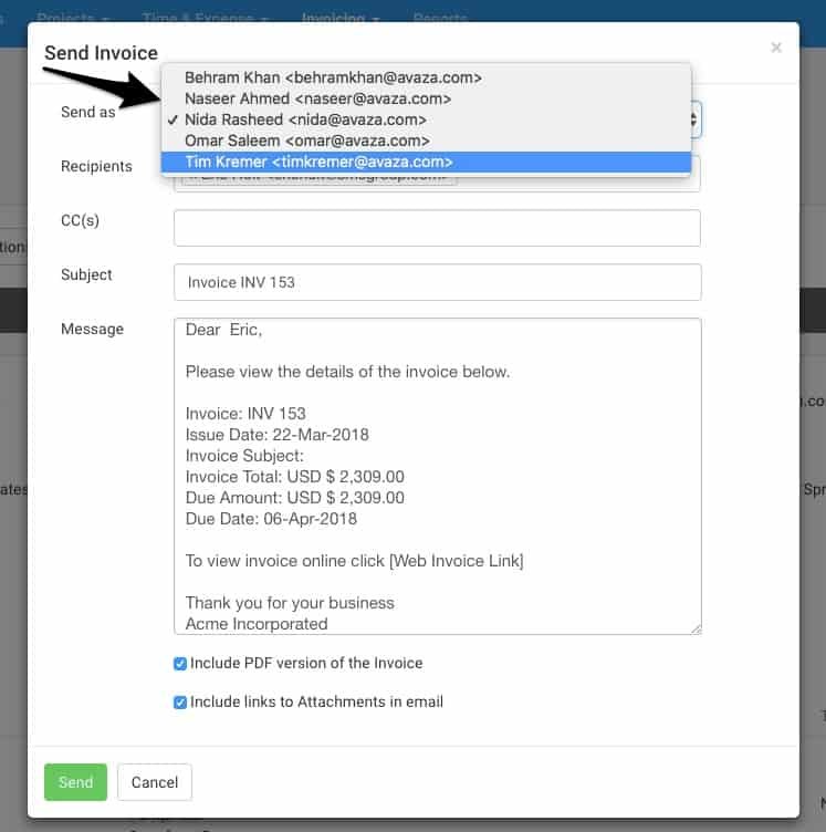 who the Invoice/Quote is sent from